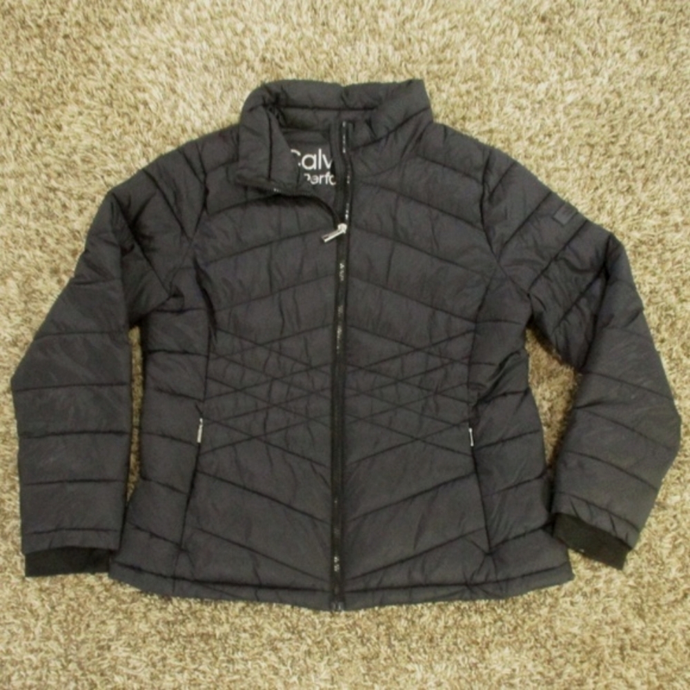 Calvin Klein Performance‎ Puffer Jacket Women's Large Black Reprive Fill Quilted